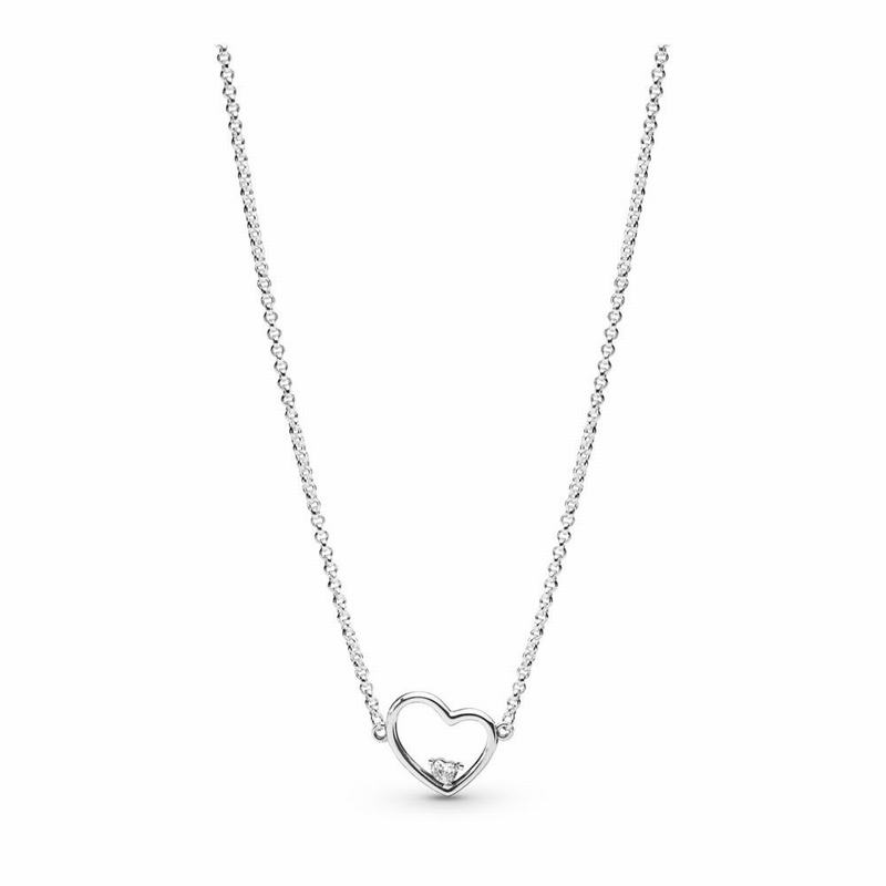 Pandora Australia Asymmetric Heart of Love Necklace - Sterling Silver | EKUXNG890